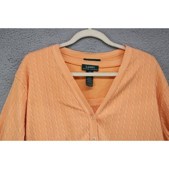 Lauren Ralph Lauren Orange Cable Knit Tank Top and Sweater Set-Size 3X - Picture 4 of 15